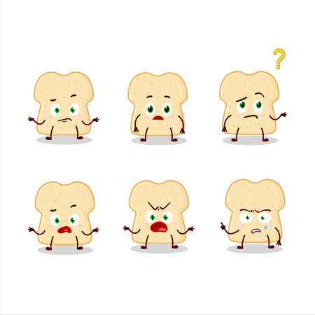 Cartoon character of slice of bread with what expressionのイラスト素材
