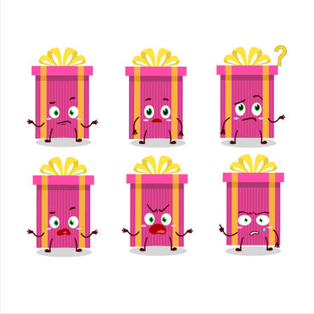 Cartoon character of pink christmas gift with what expressionのイラスト素材