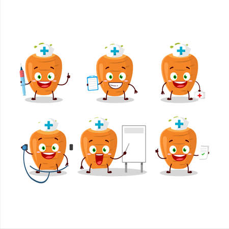Doctor profession emoticon with sweet carrot cartoon characterのイラスト素材