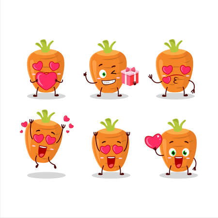Sweet carrot cartoon character with love cute emoticonのイラスト素材