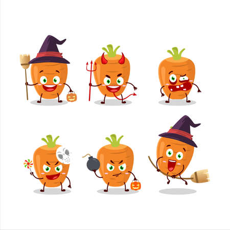 Halloween expression emoticons with cartoon character of sweet carrotのイラスト素材