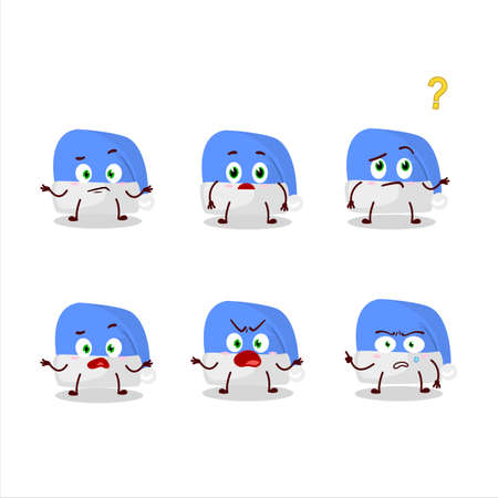 Cartoon character of blue santa hat with what expressionのイラスト素材