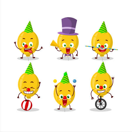 Cartoon character of yellow balloon with various circus showsのイラスト素材
