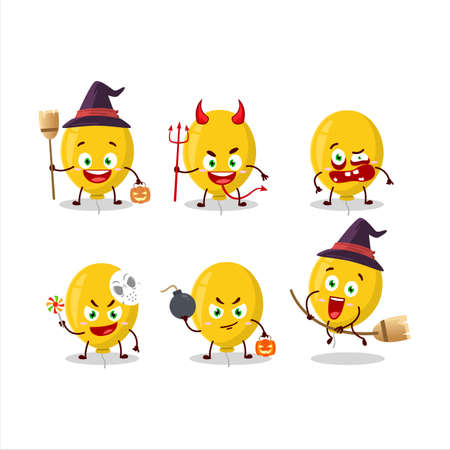 Halloween expression emoticons with cartoon character of yellow balloonのイラスト素材