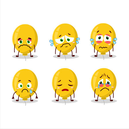 Yellow balloon cartoon character with sad expressionのイラスト素材