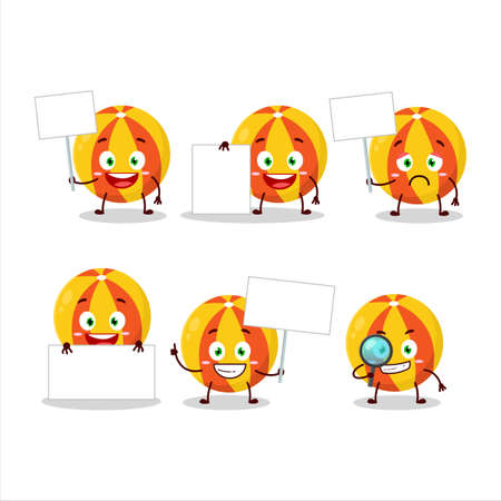 Yellow beach ball cartoon character bring information boardのイラスト素材