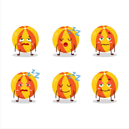 Cartoon character of yellow beach ball with sleepy expressionのイラスト素材