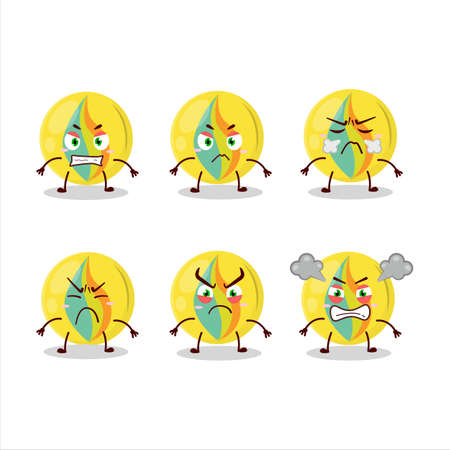 Yellow marbles cartoon character with various angry expressionsのイラスト素材
