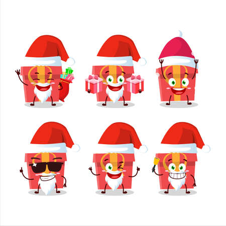 Santa Claus emoticons with red christmas gift cartoon characterのイラスト素材