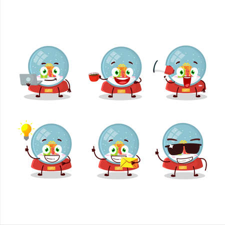snowball with gift cartoon character with various types of business emoticonsのイラスト素材