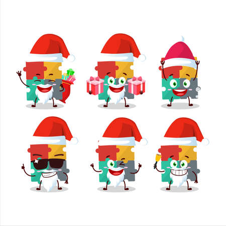 Santa Claus emoticons with puzzle cartoon characterのイラスト素材