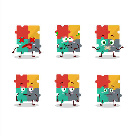 Puzzle cartoon in character with nope expressionのイラスト素材
