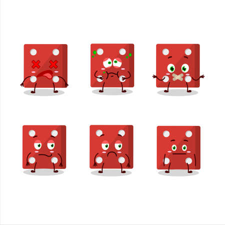 Red dice cartoon character with nope expressionのイラスト素材