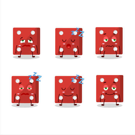 Cartoon character of red dice with sleepy expressionのイラスト素材
