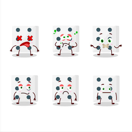 White dice cartoon character with nope expressionのイラスト素材