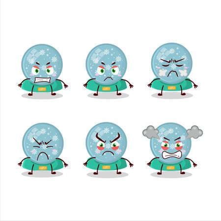 Snowball with snowfall cartoon character with various angry expressionsのイラスト素材