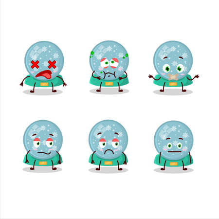 Snowball with snowfall cartoon character with nope expressionのイラスト素材