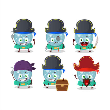 Cartoon character of snowball with snowfall with various pirates emoticonsのイラスト素材