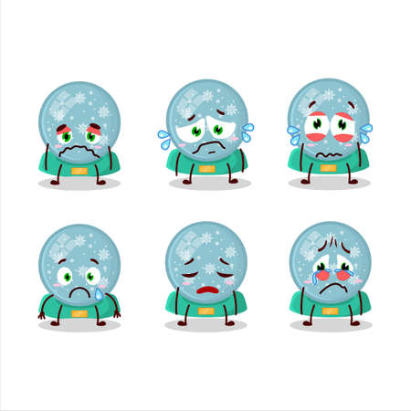 Snowball with snowfall cartoon character with sad expressionのイラスト素材