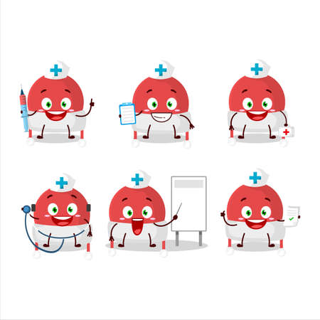Doctor profession emoticon with christmas hat cartoon characterのイラスト素材