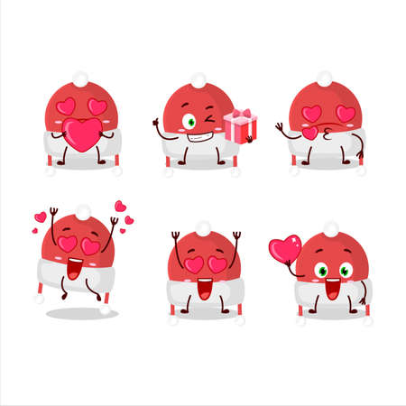 Christmas hat cartoon character with love cute emoticonのイラスト素材