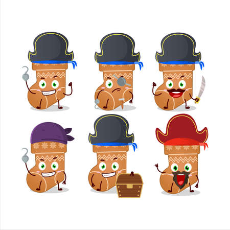 Cartoon character of socks cookie with various pirates emoticonsのイラスト素材