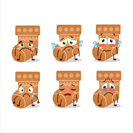 Socks cookie cartoon character with sad expressionのイラスト素材