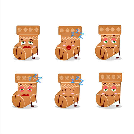 Cartoon character of socks cookie with sleepy expressionのイラスト素材