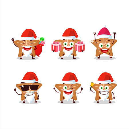 Santa Claus emoticons with stars cookie cartoon characterのイラスト素材