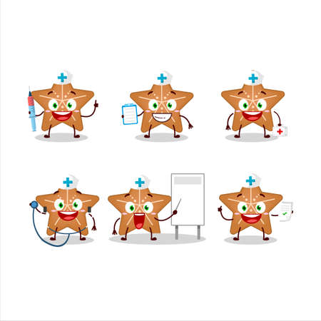 Doctor profession emoticon with stars cookie cartoon characterのイラスト素材
