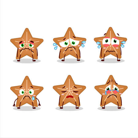 Stars cookie cartoon character with sad expressionのイラスト素材