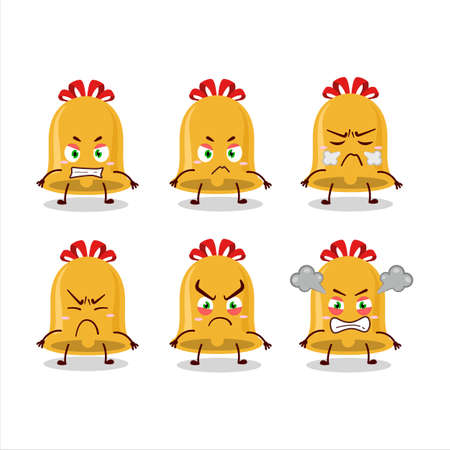 Christmas bell cartoon character with various angry expressionsのイラスト素材