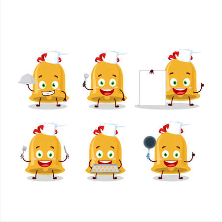Cartoon character of christmas bell with various chef emoticonsのイラスト素材