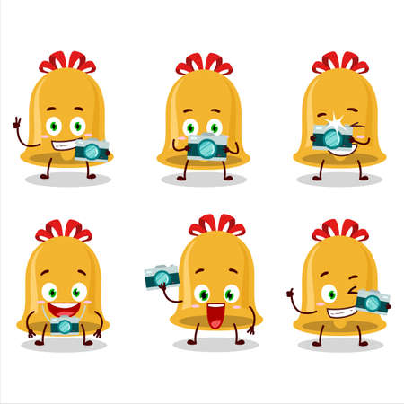 Photographer profession emoticon with christmas bell cartoon characterのイラスト素材