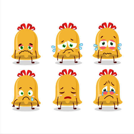 Christmas bell cartoon character with sad expressionのイラスト素材