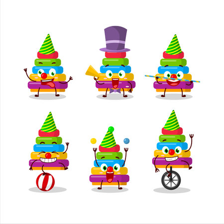Cartoon character of pyramid block toys with various circus shows.Vector illustrationのイラスト素材