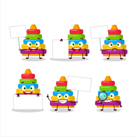 Pyramid block toys cartoon character bring information boardのイラスト素材