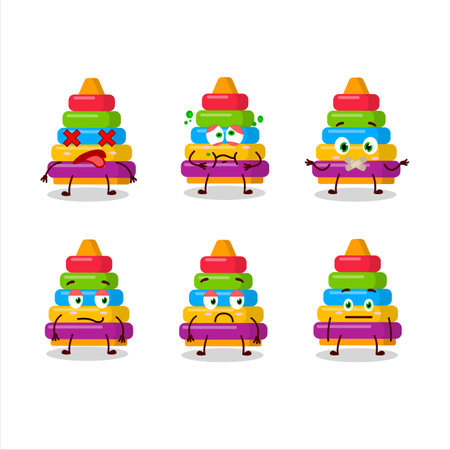 Pyramid block toys cartoon character with nope expression.Vector illustrationのイラスト素材