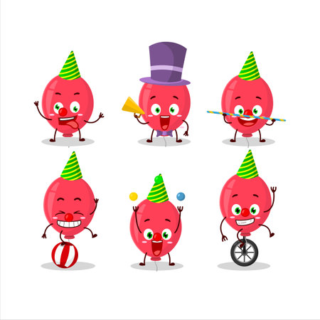 Cartoon character of red balloon with various circus shows.Vector illustrationのイラスト素材