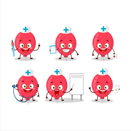 Doctor profession emoticon with red balloon cartoon character.Vector illustrationのイラスト素材