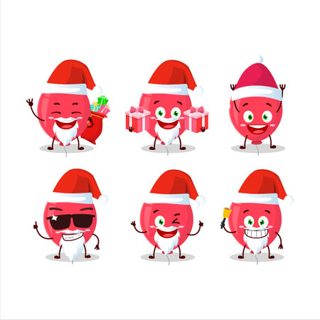 Santa Claus emoticons with red balloon cartoon character.Vector illustrationのイラスト素材