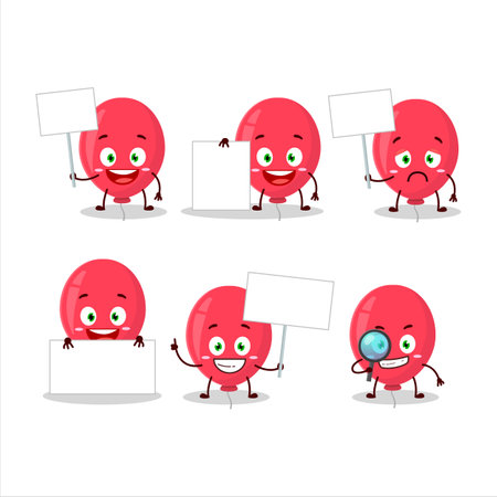 Red balloon cartoon character bring information board.Vector illustrationのイラスト素材