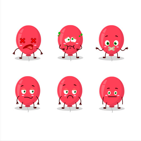 Red balloon cartoon character with nope expression.Vector illustrationのイラスト素材