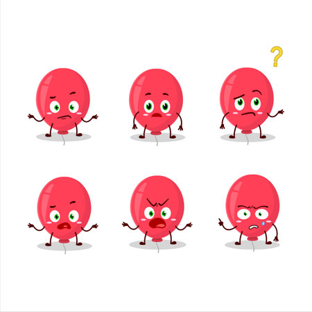 Cartoon character of red balloon with what expression.Vector illustrationのイラスト素材