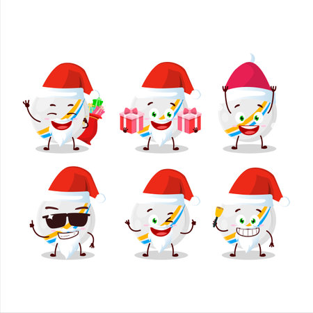 Santa Claus emoticons with white stripes marbles cartoon character.Vector illustrationのイラスト素材
