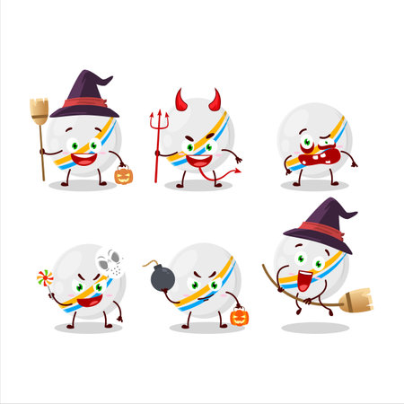 Halloween expression emoticons with cartoon character of white stripes marbles.Vector illustrationのイラスト素材
