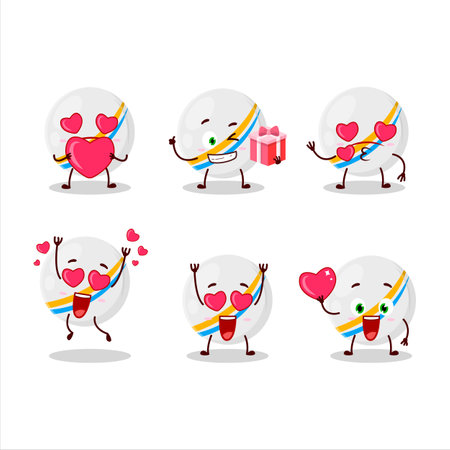 White stripes marbles cartoon character with love cute emoticon.Vector illustrationのイラスト素材