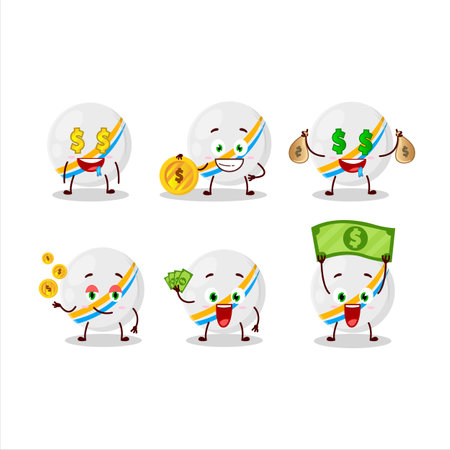 White stripes marbles cartoon character with cute emoticon bring money.Vector illustrationのイラスト素材