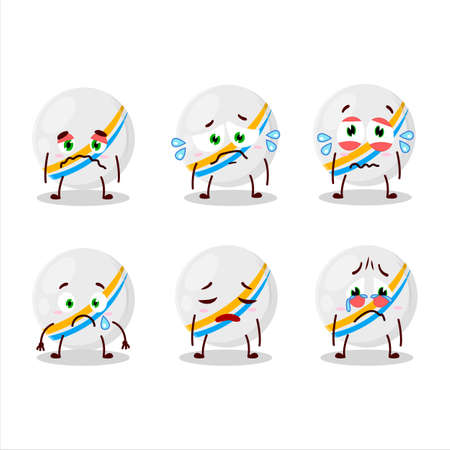 White stripes marbles cartoon character with sad expression.Vector illustrationのイラスト素材