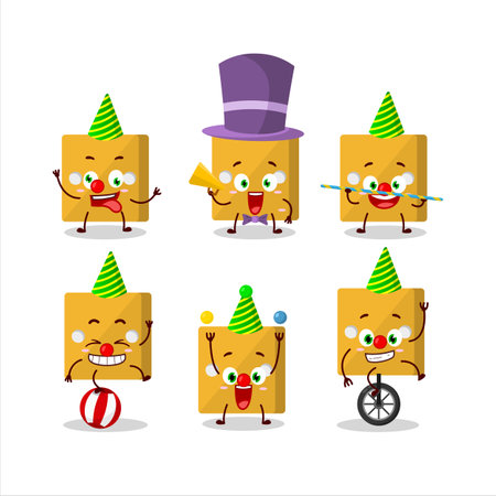 Cartoon character of yellow dice with various circus shows.Vector illustrationのイラスト素材